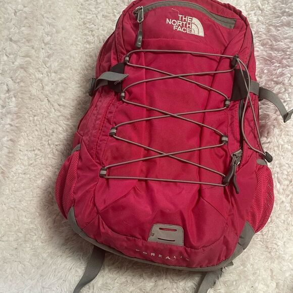 The North Face bright pink and Gray Backpack